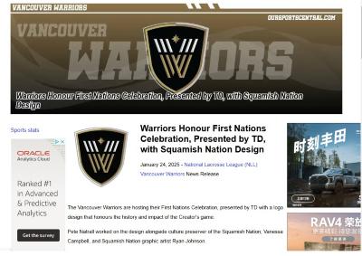 Warriors Honour Fist Nations Celebration, Presented by TD, with Squamish Nation Design