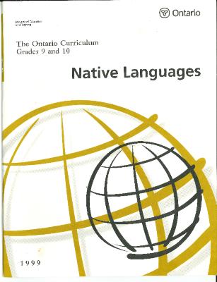 The Ontario Curriculum, Grades 9 and 10: Native Languages, 1999