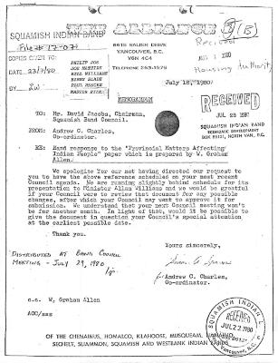 Provincial Matters Affecting Indian People