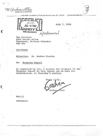 Report on Progress towards achieving the "Objectives of The Alliance" (as adopted for the period commencing October 1, 1979)