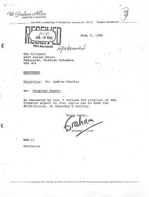 Report on Progress towards achieving the "Objectives of The Alliance" (as adopted for the period commencing October 1, 1979)