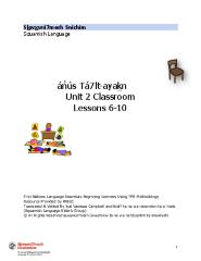 án̓ús Tá7lt-ayaḵn - Unit 2 Classroom Lessons 6-10