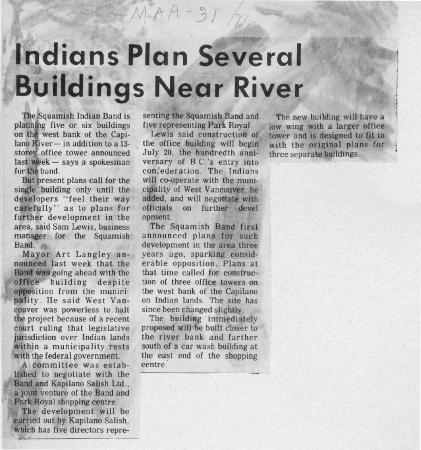 Indians Plan Several Buildings Near River