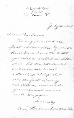 [Correspondence from Barbara Braithwaite to Mr. Lewis]