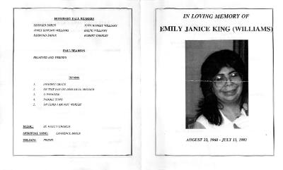 In Loving Memory of Emily Janice King (Williams)