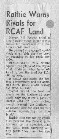 Rathie Warns Rivals for RCAF Land