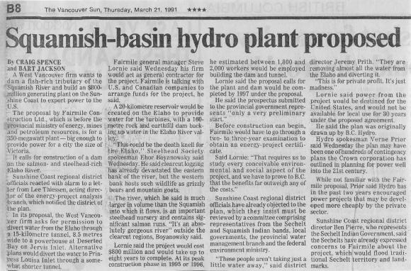 Squamish-basin hydro plant proposed