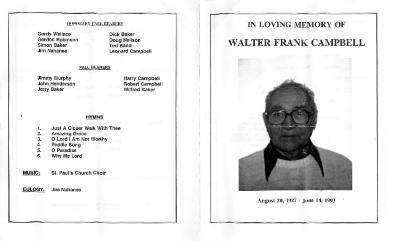 In Loving Memory of Walter Frank Campbell