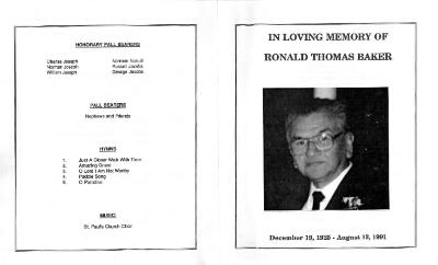 In Loving Memory of Ronald Thomas Baker