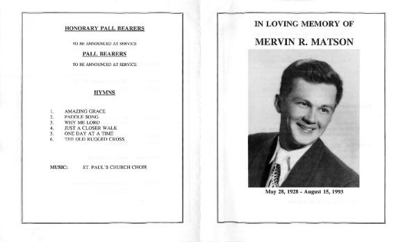 In Loving Memory of Mervin R. Matson