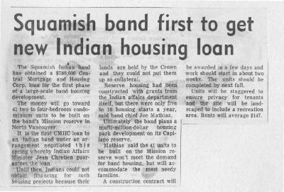 Squamish band first to get new Indian housing loan