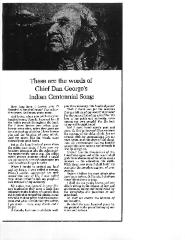 These are the words of Chief Dan George's Indian Centennial Song
