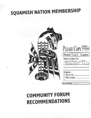 Squamish Nation Membership Community Forum Recommendations