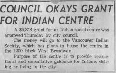 Council Okays Grant for Indian Centre