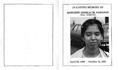 In Loving Memory of Darlene (Darla) M. Nahanee (nee: Johnny)