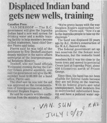 Displaced Indian band gets new wells, training