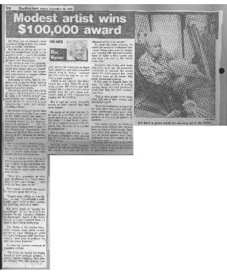Modest artist wins $100,000 award