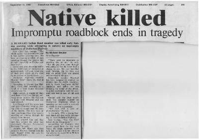 Native killed: Impromptu roadblock ends in tragedy