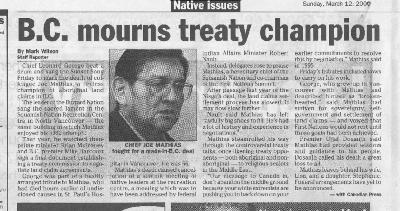 B.C. mourns treaty champion