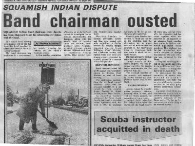 Squamish Indian Dispute: Band chairman ousted