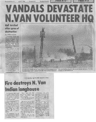 Vandals Devastate N. Van Volunteer HQ: Hall torched after spree of destruction