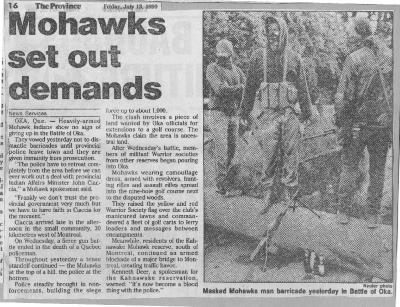 Mohawks set out demands