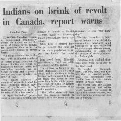 Indians on brink of revolt in Canada, report warns