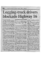 Logging-truck drivers blockade Highway 16