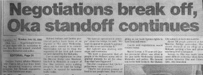 Negotiations break off, Oka standoff continues