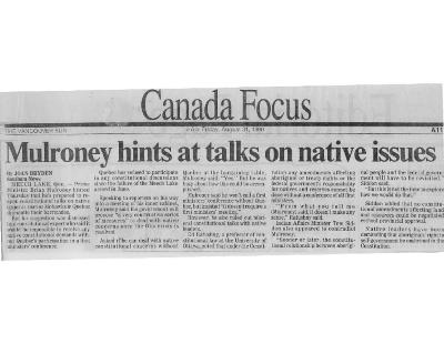 Mulroney hints at talks on native issues