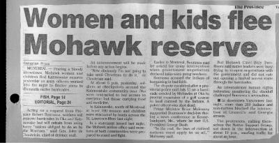 Women and kids flee Mohawk reserve