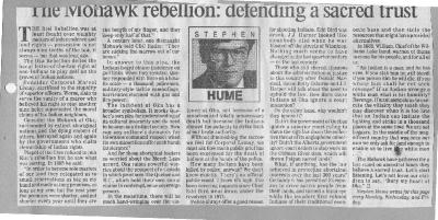 The Mohawk rebellion: defending a sacred trust
