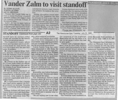 Vander Zalm to visit standoff