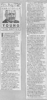 ["If negotiators succeed in bringing down the barriers at Oka and the approaches to Montreal, we can't go back to business as usual with our native peoples."]