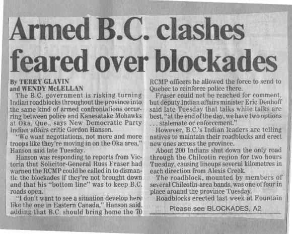 Armed B.C. clashes feared over blockades