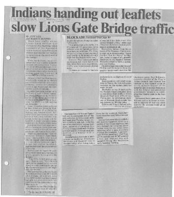 Indians handing out leaflets slow Lions Gate Bridge traffic