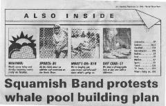 Squamish Band protests whale pool building plan: Chiefs want indefinite moratorium