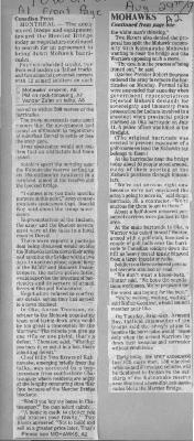 ["The army moved troops and equipment toward the Mercier Bridge today as negotiators continued to search for an agreement to bring down Mohawk barricades"]