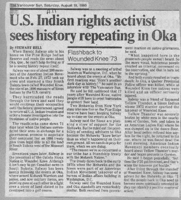 U.S. Indian rights activist sees history repeating in Oka