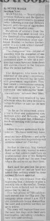 ["Negotiations between Mohawks and the Quebec and federal governments resumed today following a one-day Mohawk boycott and charges of aggression against the Canadian army."]