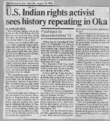 U.S. Indian rights activist sees history repeating in Oka