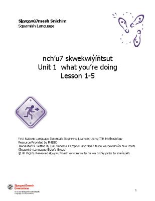 nch’u7 skwekwiy̓ín̓tsut - Unit 1: What You're Doing - Lesson 1-5