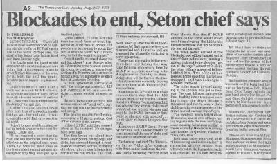Blockades to end, Seton chief says