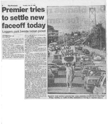 Premier tries to settle new faceoff today: Loggers park beside Indian picket