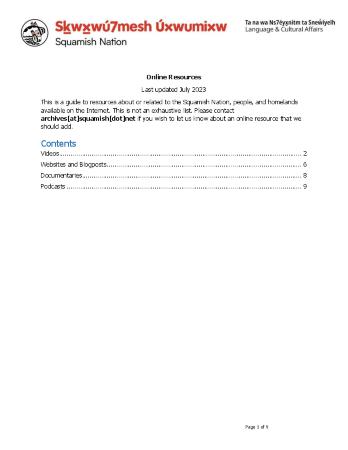 Online Resources
