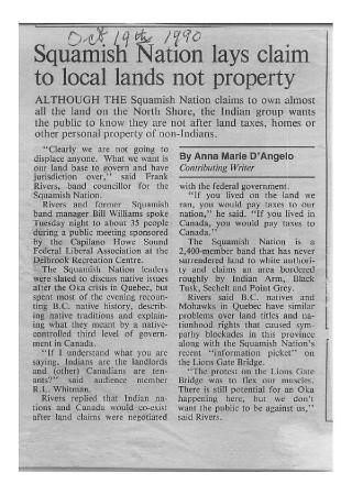 Squamish Nation lays claim to local lands not property
