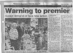Warning to premier: Accept demand or face new action
