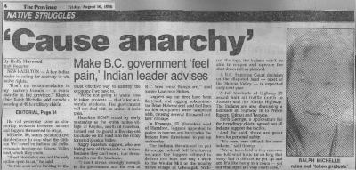 Cause anarchy': Make B.C. government 'feel pain,' Indian leader advises