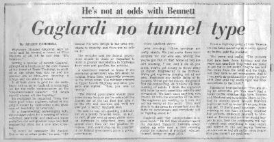 He's not at odds with Bennett: Gaglardi no tunnel type