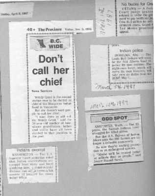 [Various newspaper clippings]